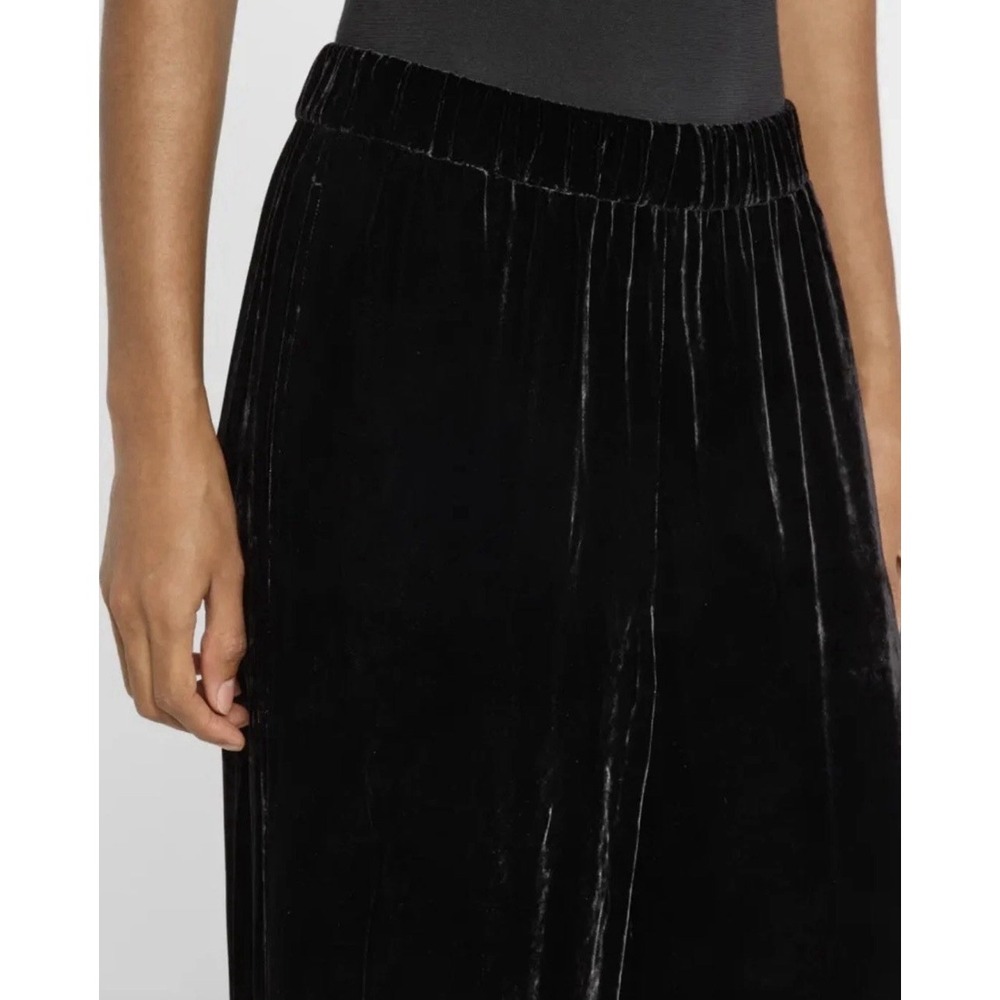 Eileen Fisher Pants Crushed Velvet Silk Blend Wide Leg Ankle Lagenlook Classic M - Picture 11 of 11